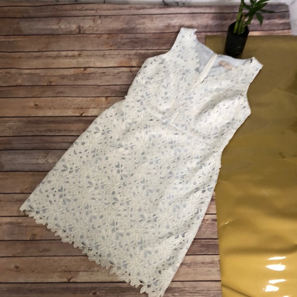 LOFT Dresses & Skirts - Loft Lace Floral V Neck Dress 8 Petite
